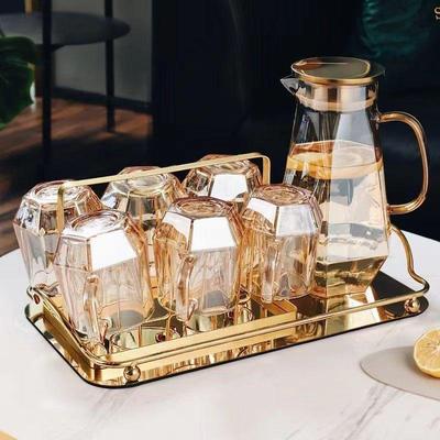 Жаростойкий алмазный чайник и набор стеклянных чашек для гостиной - Домашняя коллекция в стиле легкой роскоши