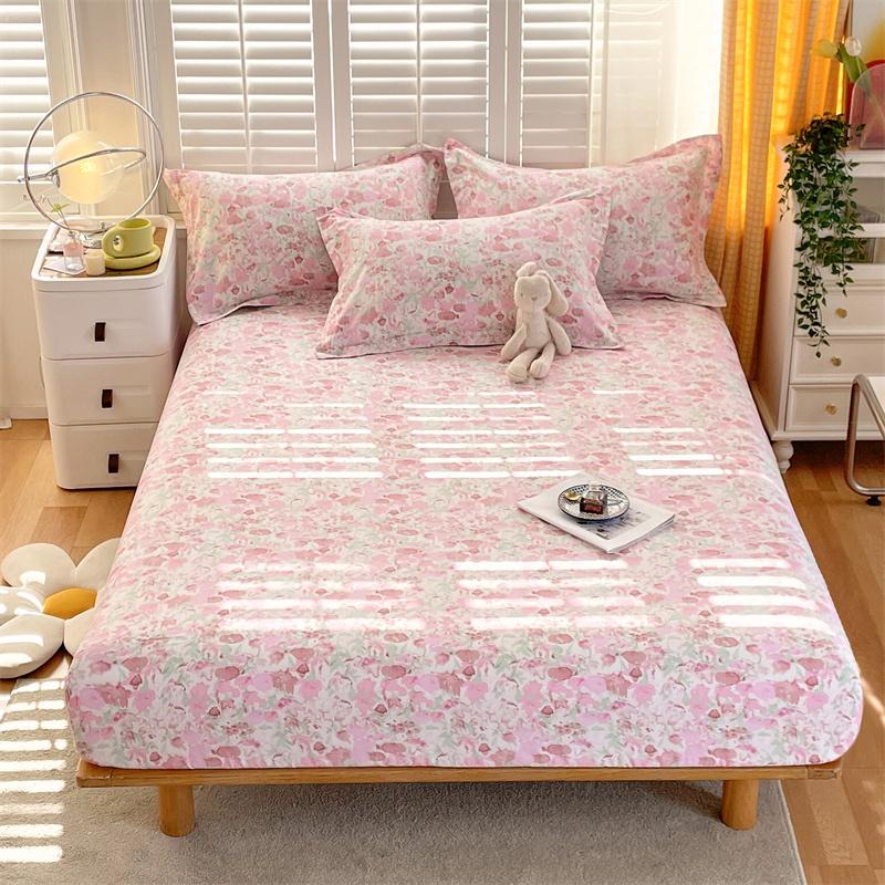 Комплект простыней на резинке с цветочным узором синего и белого цветов, комплект постельного белья из хлопка, приятное для кожи нескользящее покрывало с наволочками