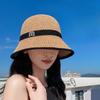 Summer New Splicing Hollow Letter Sun Hat, Large Brim, Face Protection, Sun Protection and UV Protection, Popular Fisherman Hat
