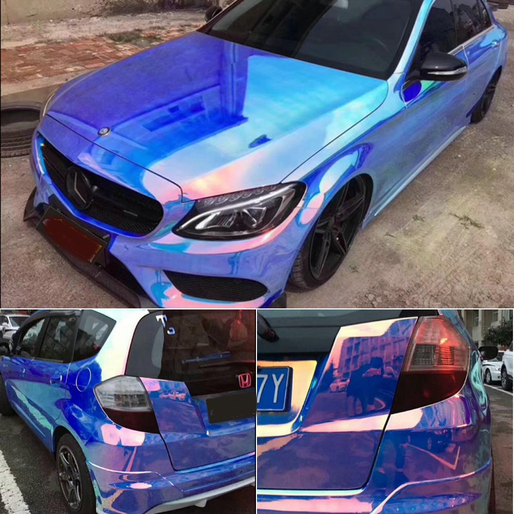 1.35M X 1M/2M/5M/6M Holographic Chrome Blue Purple Rainbow Neo Car Vinyl Wrap Sticker Decals Roll Film
