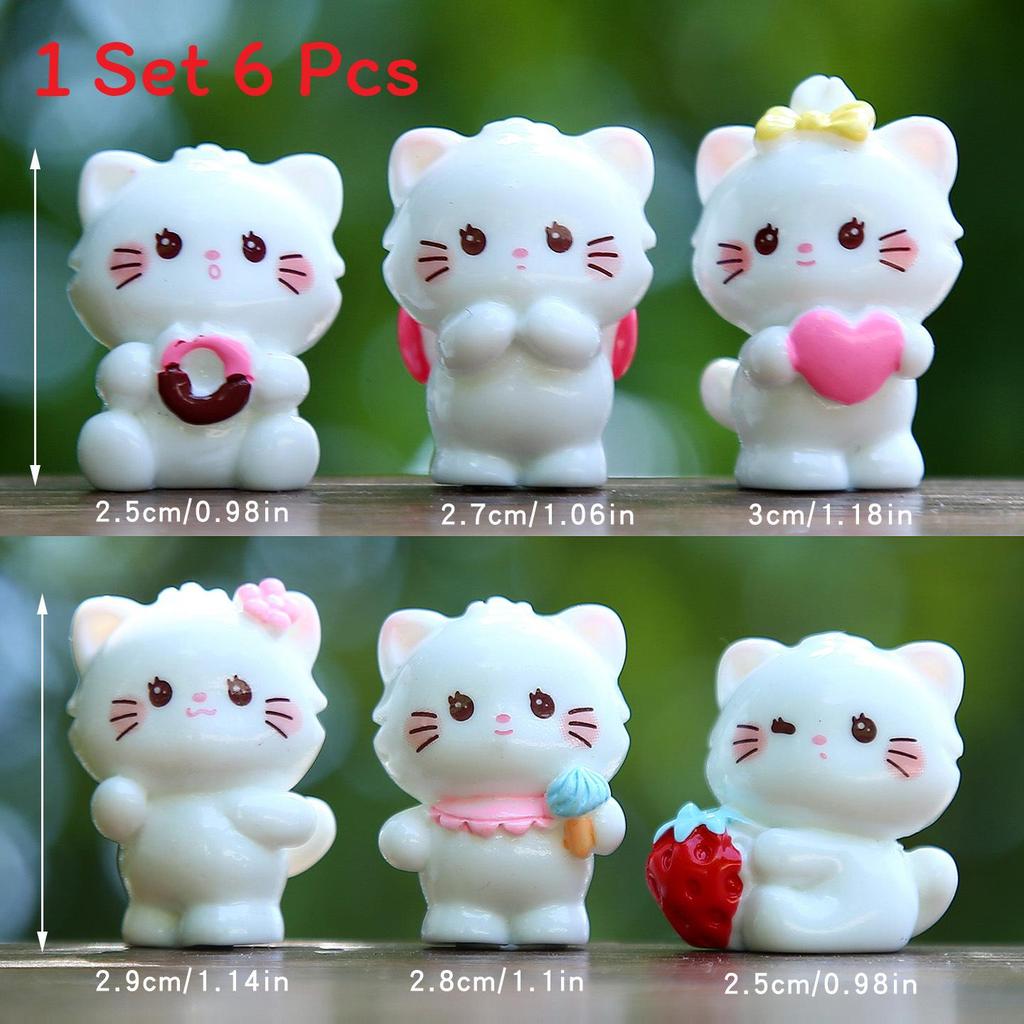 Смоляная Миниатюрная Коллекционная Фигурка Кошки С Декором для DIY Ландшафта Для Детей и Взрослых