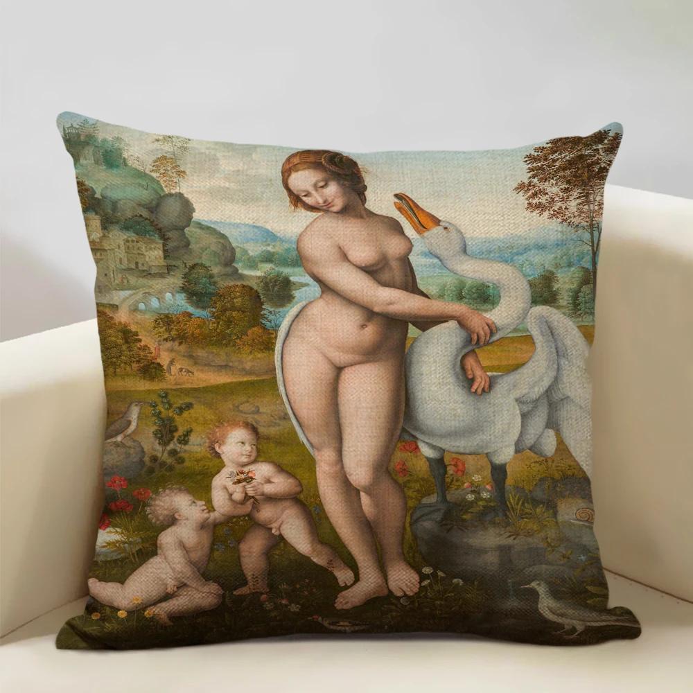 Four Seasons General World Famous Paintings Decorative Throw Pillow Case 45x45cm Cushion Cover for Living Room Sofa