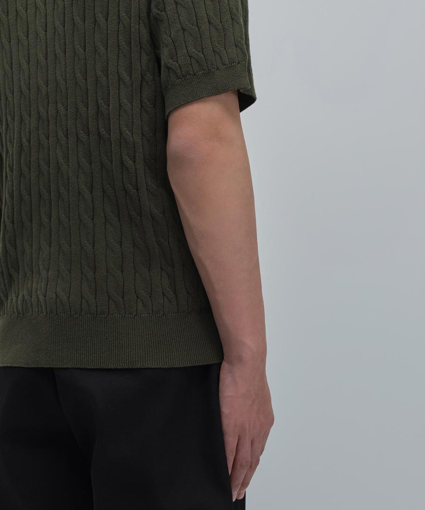 MUSINSA STANDARD Cable Knitted Polo Shirt [Khaki]