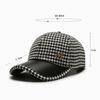 Coffee Streetwear Adjustable Pu Leather Brim Korean Style Hat Houndstooth Baseball Cap Face Cap