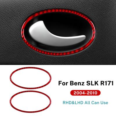 Рамка внутренней ручки двери автомобиля для Mercedes Benz SLK R171 2004 2005 2006 2007 2008 2009 2010 Наклейка-отделка из настоящего мягкого углеродного волокна