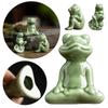 1pcs Frog Figurines Yoga Zen Decor Porcelain Emotion Fairy Ceramics Frog Miniature Desktop Medi A0I5