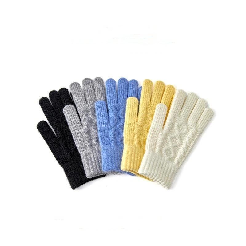 Thickened Knitted Autumn Winter Gloves Touchscreen Compatible Riding Warmth Insulation Pure Color Cute Gloves Unisex