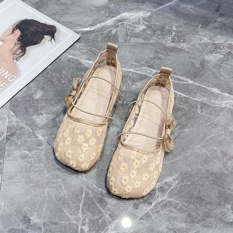 Новые складные балетки женские кружевные вышитые сетчатые туфли женские легкие элегантные платья лоферы женские дышащие туфли Мэри Джейн