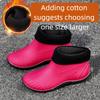 Women's Fashion Trend Anti Slip And Waterproof Short Tube Warm And Fluffy Cotton Cover Rain Shoes Rubber Shoes