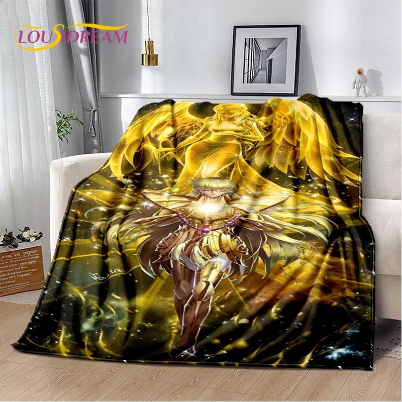 Мягкое фланелевое одеяло из мультфильма Saint Seiya 3D Retro для кроватей, диванов, пикников, пледов для отдыха на свежем воздухе, подарков