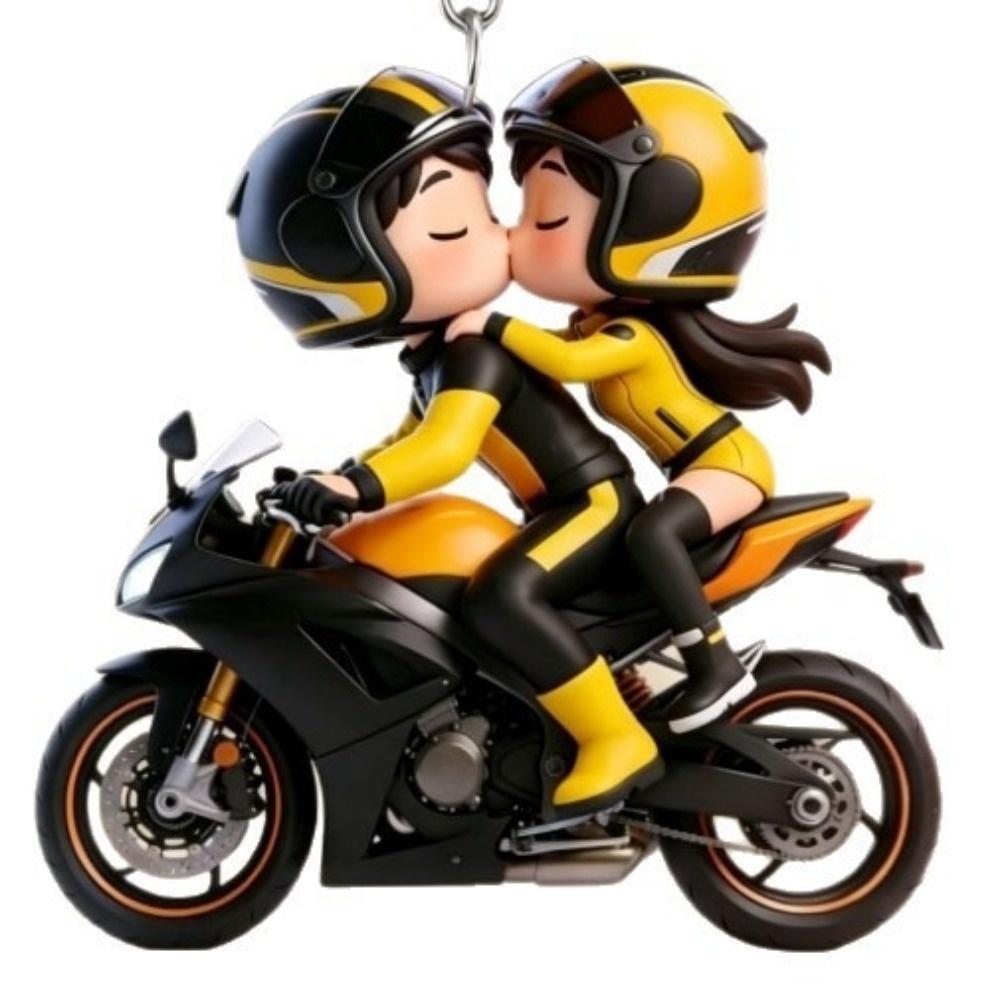Mini Design Motorcycle Keychain 2D Flat Locomotive Men Pendant Bag Hanging Charm Key Decor