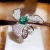 European and American Color Treasure High End Emerald Bow Ring for Women