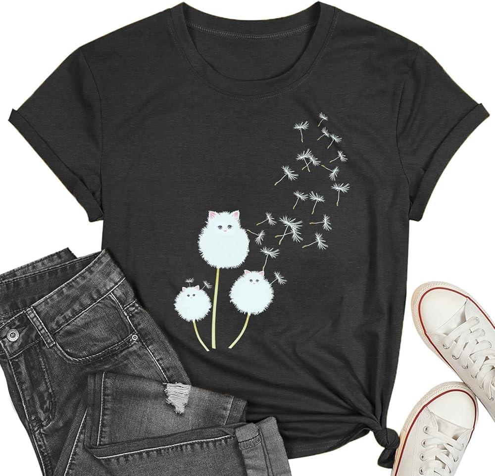 Cat Shirts for Women Flower Tee Shirts Womens Dandelion TShirt Cute Dandelion C Unisex T-Shirt