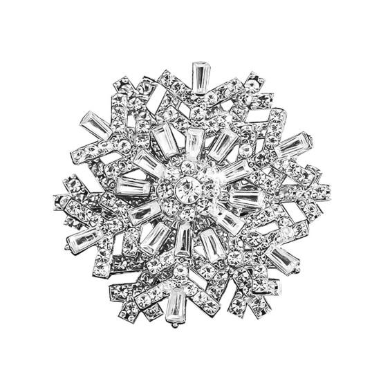 Rotating Snowflake Brooch Women Rhinestone Snowflake Lapel Pin Decorative Sparkling Brooch Pin Jewelry for Christmas Wedding Party Outfit