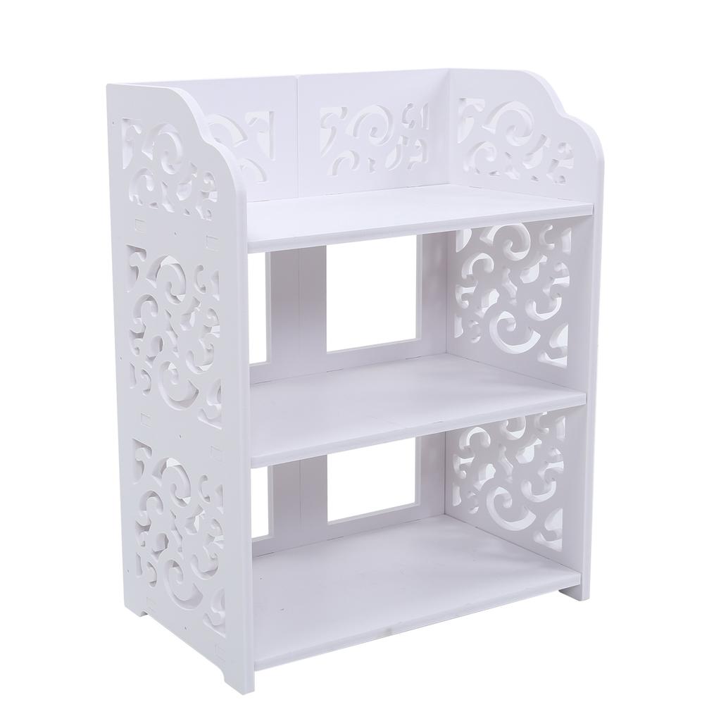 3 Tiers White Hollow Out Shoe Rack Stand Storage Organiser Shelf 60cm