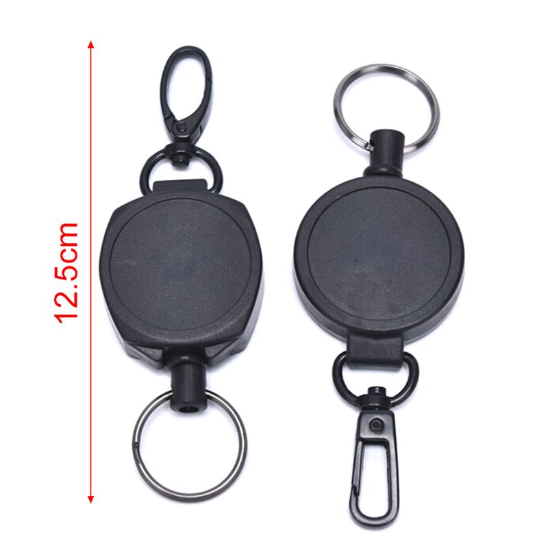 Badge Reel Pull Keychain Retractable Id Holder Security Card Clip Key Ring Black