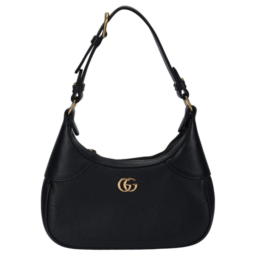 GUCCI Aphrodite Leather New Moon Shoulder Bag, Handbag, Shoulder Bag Small Womens Black