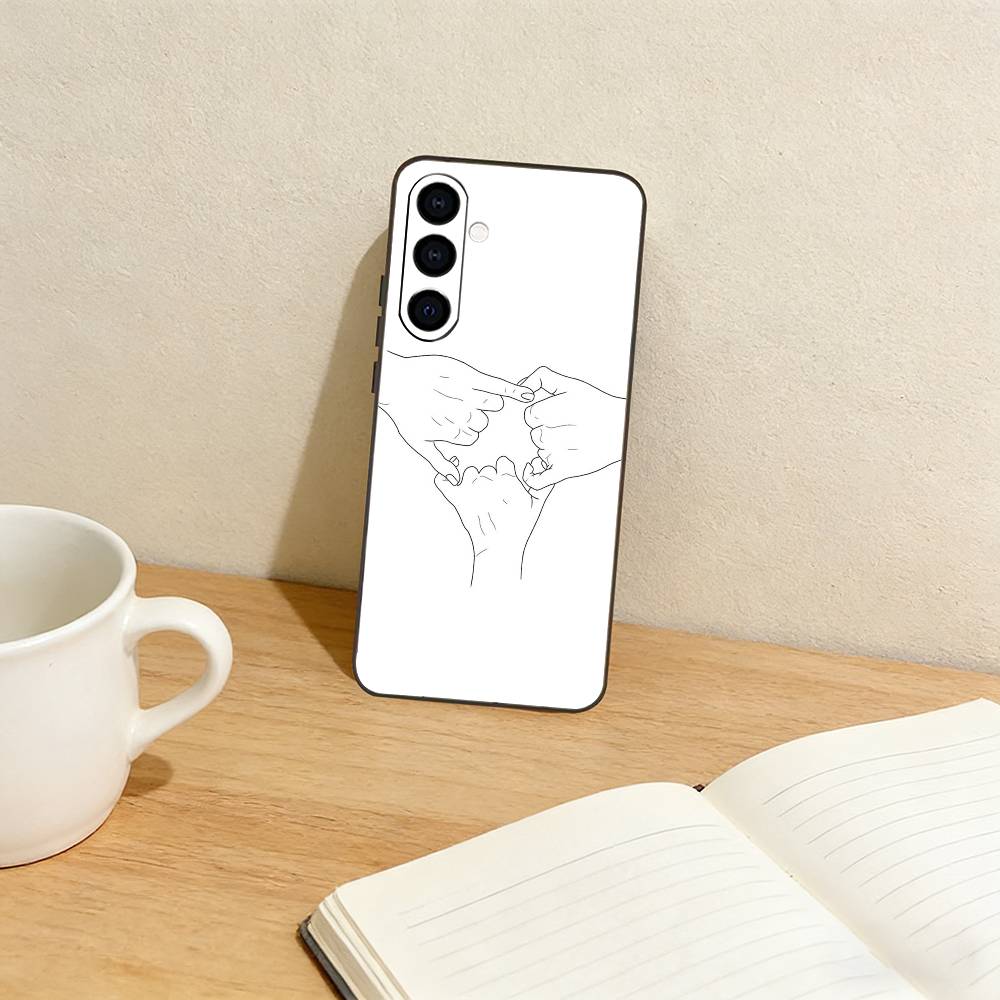 Чехол для телефона с изображением семьи (мама, папа, ребенок) и рук для Samsung Galaxy A73, A72, A71, A70, A53, A52, A51, Другие Мягкий черный чехол