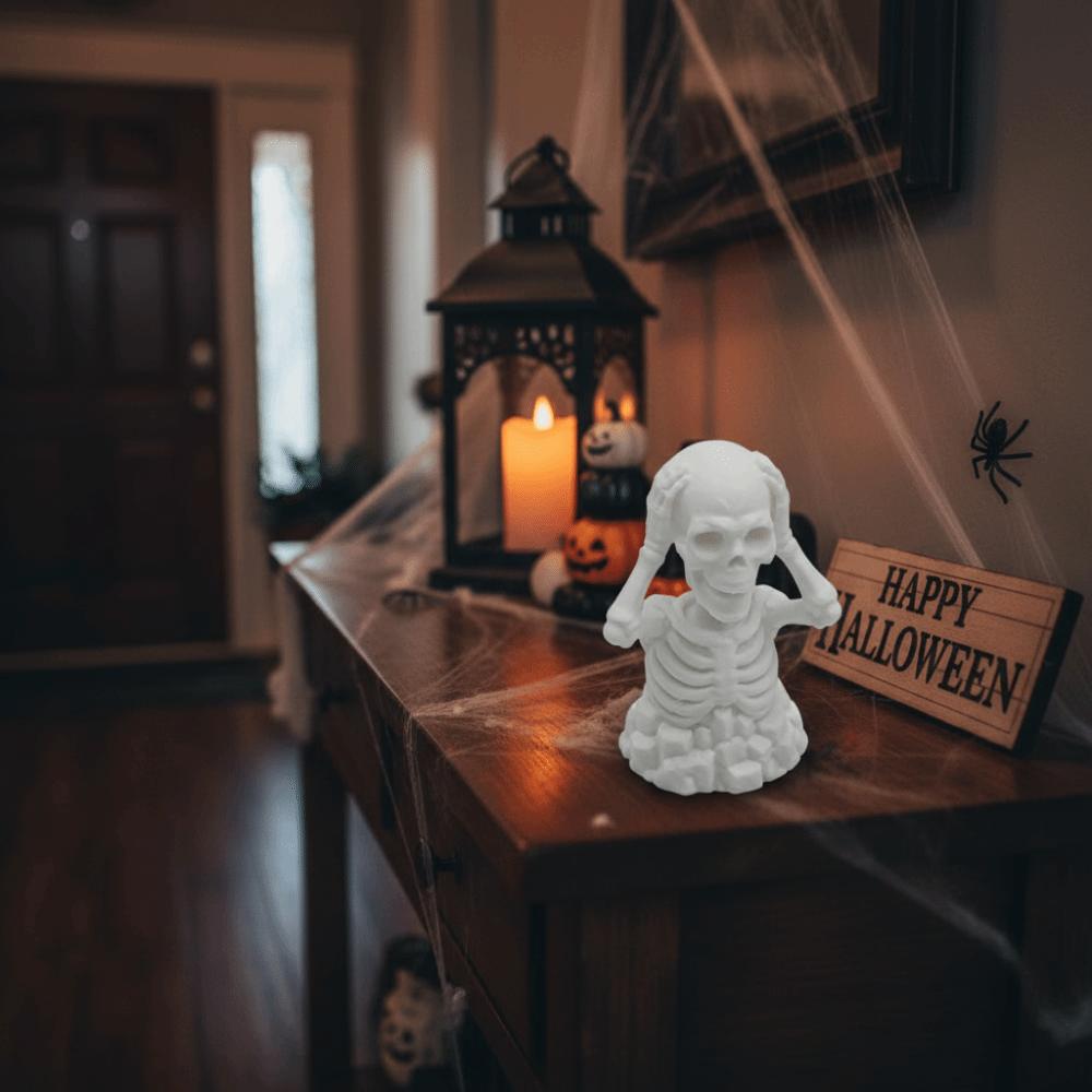 Compact Halloween Skeleton Figurine Novelty Luminous Tabletop Statue Showcase