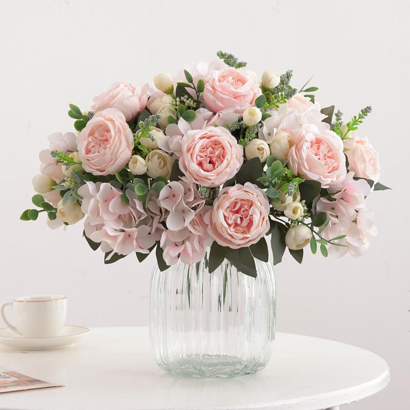 Шампанское Розовый Шелковый Пион Искусственные Поддельные Цветы Букет Домашний Свадебный Декор