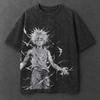 Графическая футболка Киллуа Золдика Одежда Hunter x Hunter Мужская Женская Хлопковые футболки с коротким рукавом Ретро Выстиранная футболка Топы Харадзюку