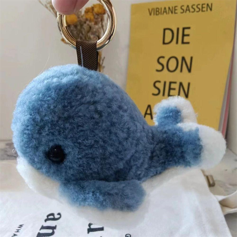 Furry Wool Whale Car Keychain Bag Hangings Whale Keyring Furry Dolphin Keychain Couple Gift