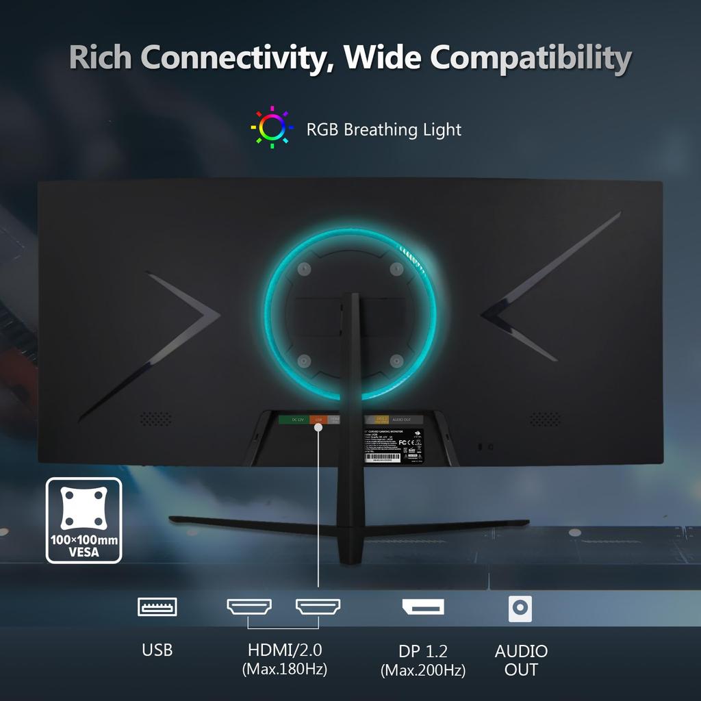 Gaming Monitor 200Hz 30 Inch Ultra Wide Display Curved LED WFHD Speaker UG30 219 2560x1080/Anti-Gloss/VA Panel/1500R/HDR (Standard Brightness