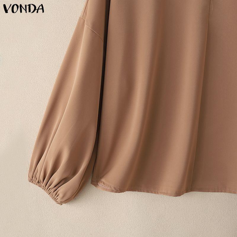 VONDA Элегантные женские наряды Блузка с пышными рукавами и брюки на молнии Повседневные комплекты из двух предметов