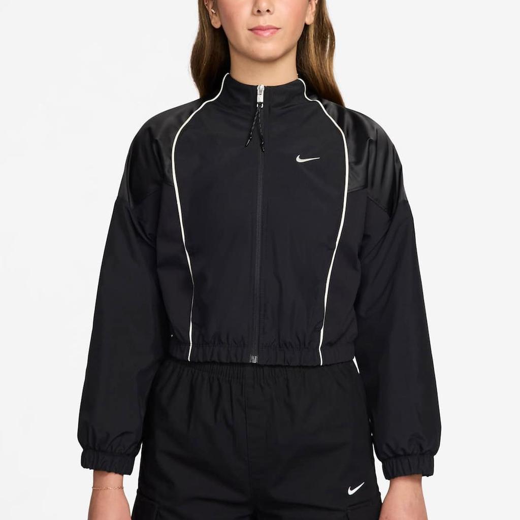 Nike Женская укороченная спортивная куртка Nike W Nsw Shrunken Trk Jkt Mod, водонепроницаемая, дышащая, с длинным рукавом, артикул IF0217-010