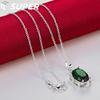925 Sterling Silver Green AAA Zircon Pendant Necklace Jewelry
