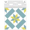 [R2193] - Set of 6 Blue Yellow 'Cement Tiles' Stickers - 15x15 Cm