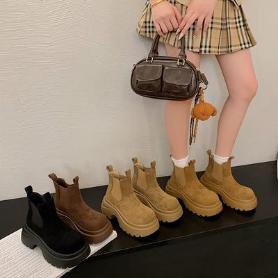Мода 2025 Новая Мода Похудение Британские Ботильоны Женские Ретро Ботильоны Осень Зима Тепло Комфорт До середины икры Рыцарские Ортопедические Ботинки