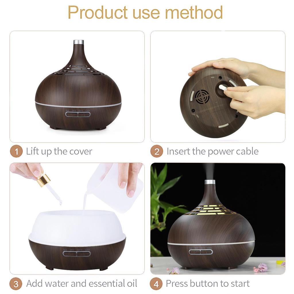 WiFi Wood Grain Aroma Diffuser, 400ML Air Atomizing Humidifier