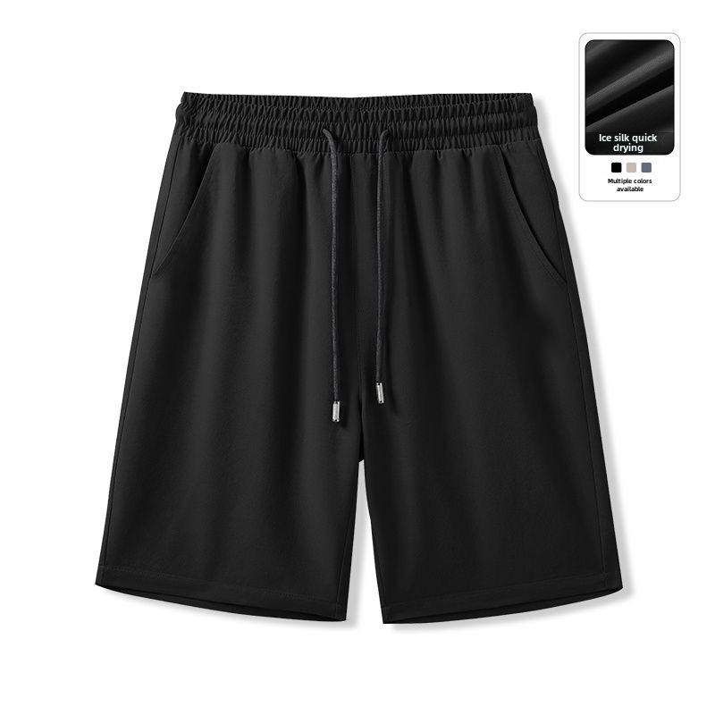 Мужские легкие спортивные шорты Black Ice Silk — повседневные, свободный крой, пятиточечный дизайн