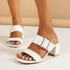 Fashion Women Sandals New Summer Fashion Simple Buckle Sandals Breathable Color Matching Casual Thick Heel Sexy High Heel Sandals