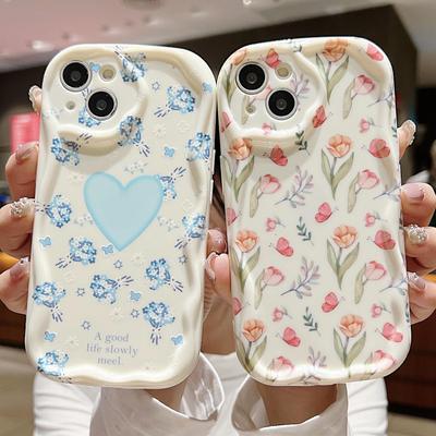 Милый силиконовый чехол для Infinix Smart 7 8 Xiaomi Redmi Note 12 11 Pro Vivo V27 V25 V29 Oppo A78 A58 A38 Funda Love Heart Flowers Cover Мягкий бампер из ТПУ
