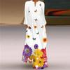 Spring Summer Women's Long Dresses V-Neck Long Sleeve Pocket Printed Loose Dresses