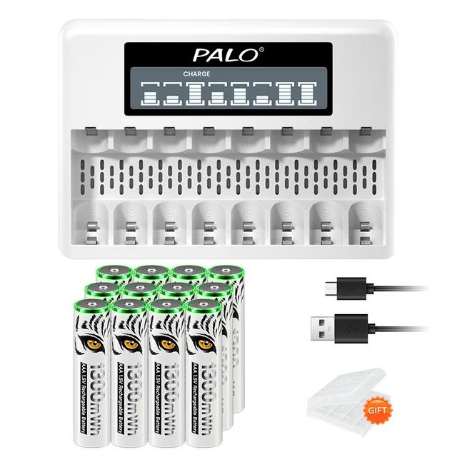 PALO Новая литий-ионная аккумуляторная батарея AA/AAA 1,5 В 3500 мВтч/1300 мВтч со световым индикатором зарядки