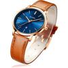 Women's Watch, Blue, Stylish, Arm Watch, Waterproof, Ultra Thin, Women's Leather Belt, Brand, Leather, Analog, Small, Simple Dial, Easy To Read, Fashi
