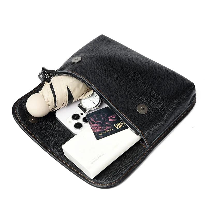 Shoulder Messenger Bags Men's Genuine Leather Daily Use Handbag Men's Cow Leather Fashion Purse