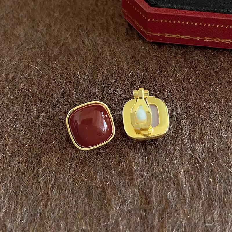 Серьги-клипсы в стиле 80-х в гонконгском стиле красного и синего цвета для непроколотых ушей – Высококлассные французские роскошные серьги-кольца