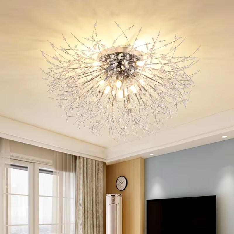 Nordic Modern Dandelion Ceiling Light Crystal Light Romantic Bedroom Dining Room Living Room Firefly Fireworks Lighting(bulb NOT Included)