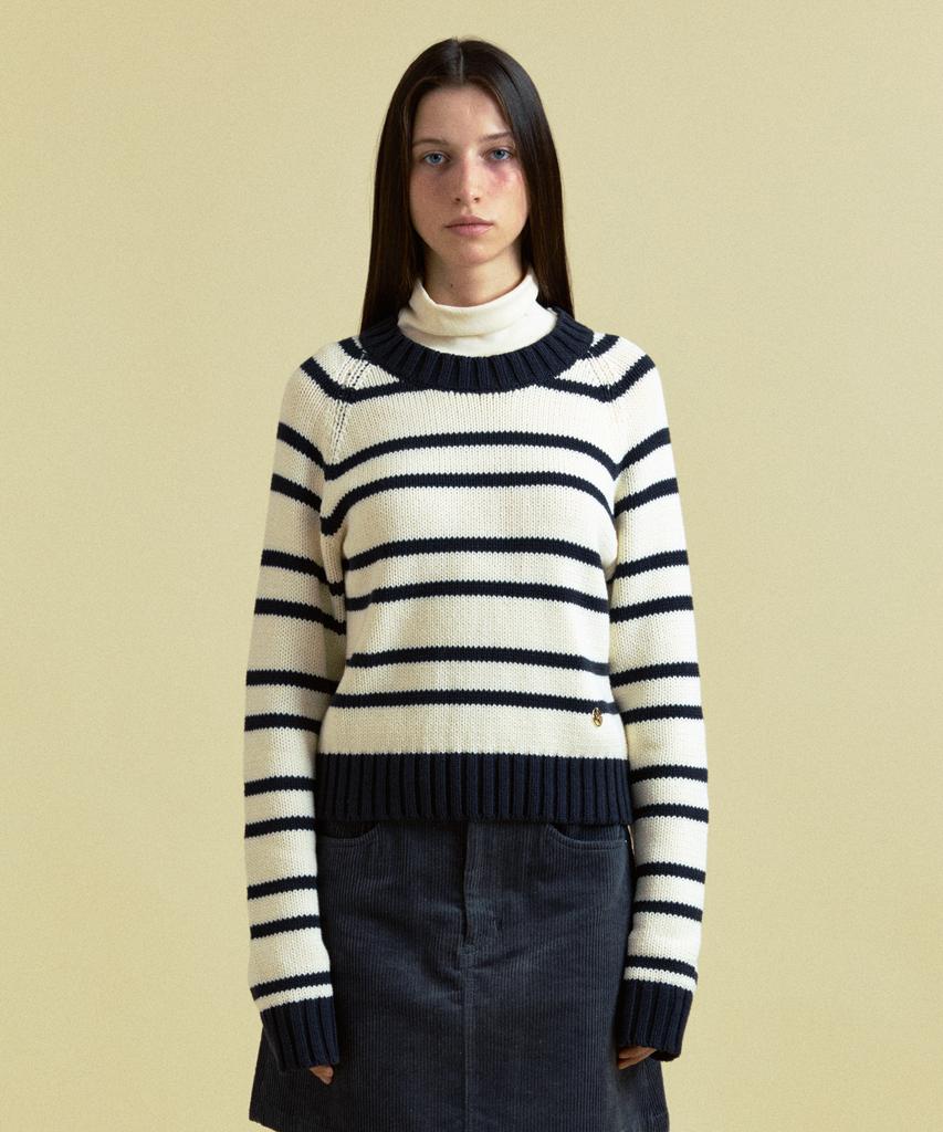 PLAC WOMEN Striped Raglan Knit Ivory