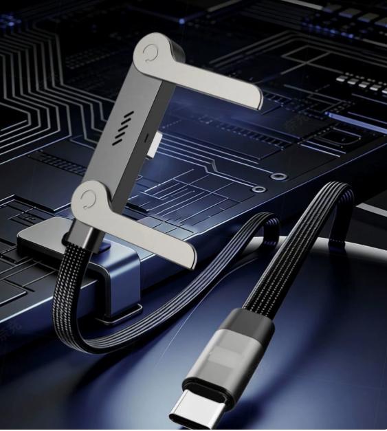 Зарядный кабель USB C на USB C с Г-образным разъемом и складной подставкой для смартфонов и планшетов