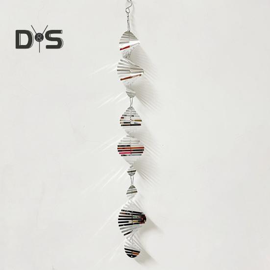 Metal Bird Reflector Wind Spinner Double-Sided Highly Reflective Indoor Outdoor Garden Yard Farm Hanging Love Heart Spiral Bird Deterrent Ornament