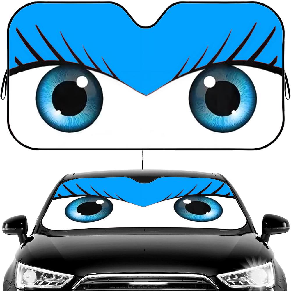 Cute girl car eyes Sun Visor Car Windshield Sun Shade Front Window Sunshade UV Block Heat Insulation Cover Parasol