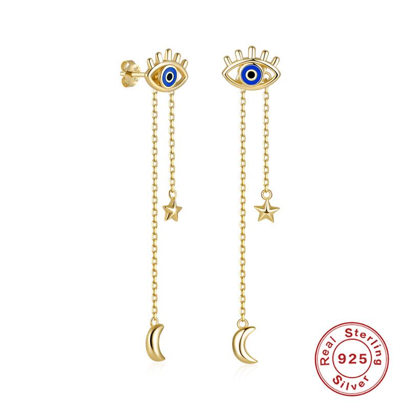 S925 стерлингового серебра стиль банкетные украшения простые роскошные благородные бриллиантовые цепочки бахрома серьги-гвоздики