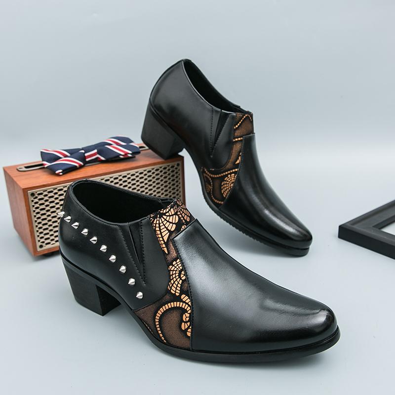 Fashion New Business Men Height-increasing Formal Shoes American Casual One-foot Comfortable Breathable Brand Leather Shoes Sizes 38-46