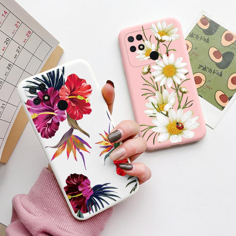 For Redmi 10C 10 C 10A Cover Funda Vintage Flowers Leaves Protective Cover Soft Capa For Xiaomi Redmi 10C 13C 14C Bumper Case