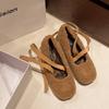 Fashion 2024 Winter Women's Flat Heel Round Toe Ballet Short Plush Single Shoe